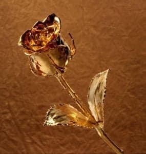 Gold Plated Natural Rose Flower Stick 8 Inch